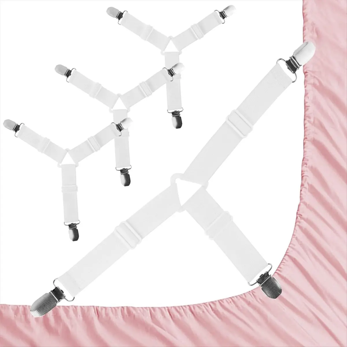 2026 Trend 8PCS Bed Sheet Straps, Non-Slip Elastic Fitted Sheet Straps,Adjustable Bed Sheet Clips Fasteners for Mattress Covers