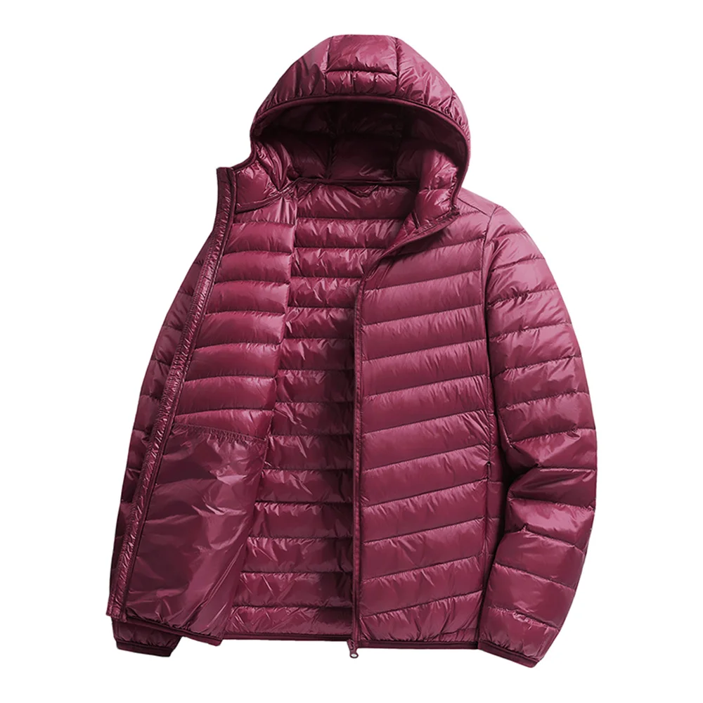 Men's Lightweight Down Jacket Autumn Winter Windproof Windbreaker Parkas Tops Men Minimalist White Duck Down Coat Hooded Jackets