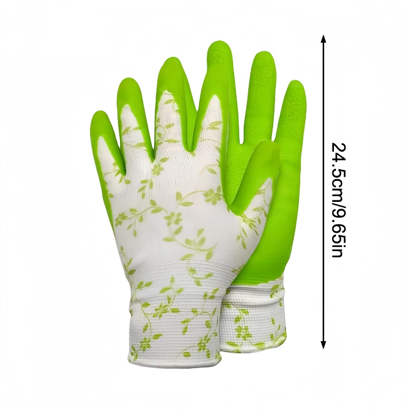 For Gardening Landscape DIY Rubber Gloves Garden Gloves One Size For Women Breathable Foam Latex Working Gloves,