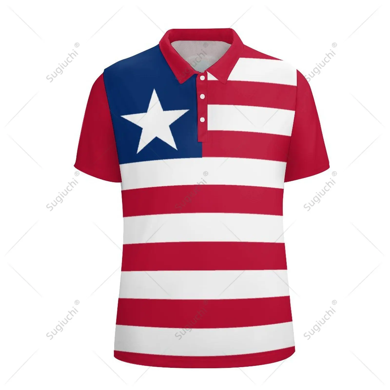 Unisex Polo Shirt Liberia Flag 3D Print Man Polo Fashion Clothing Tracksuits Short Sleeves