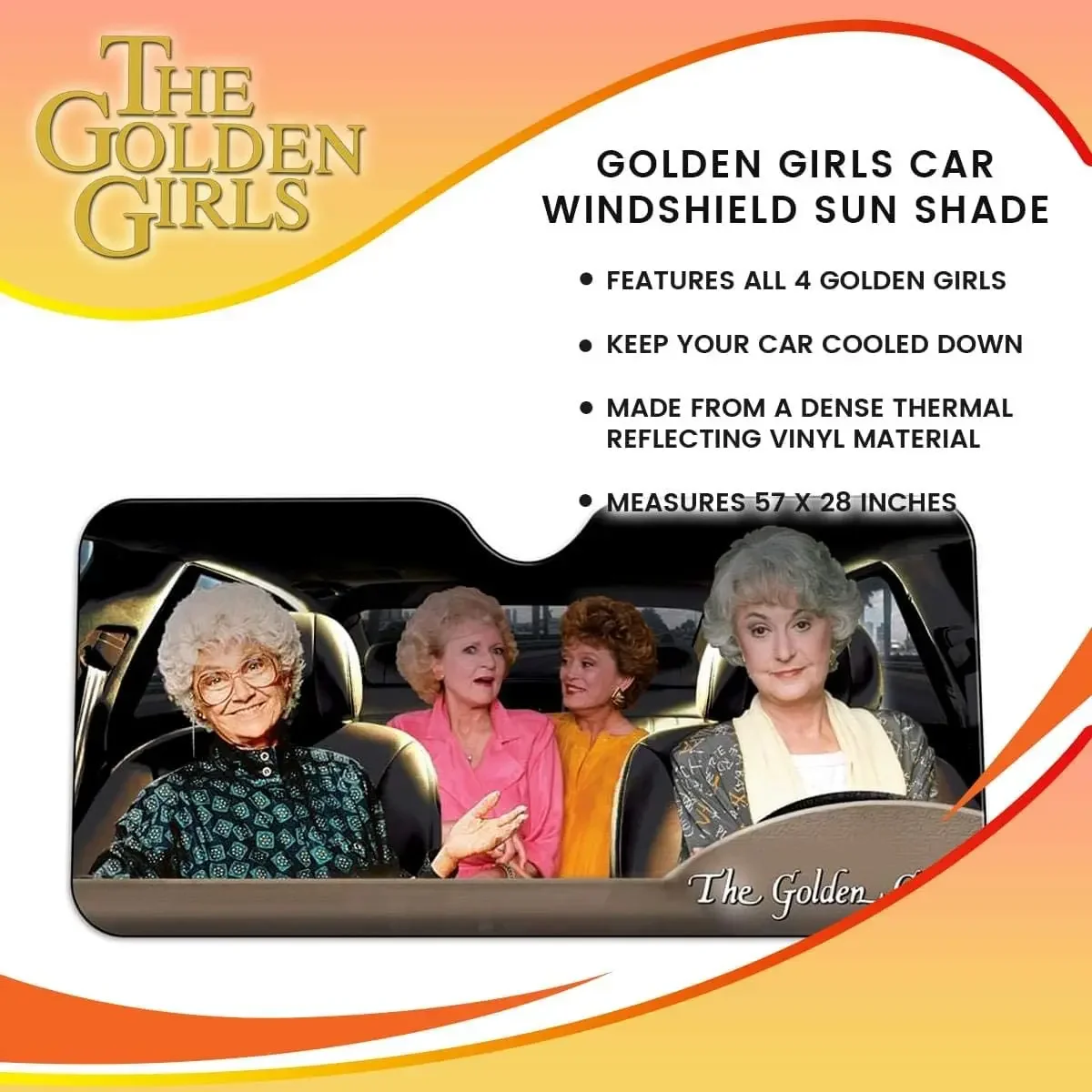 Golden Girls Windshield Sun Shade Visor - Pop Culture Novelty Car Accessory UV protection front windshield sunshade