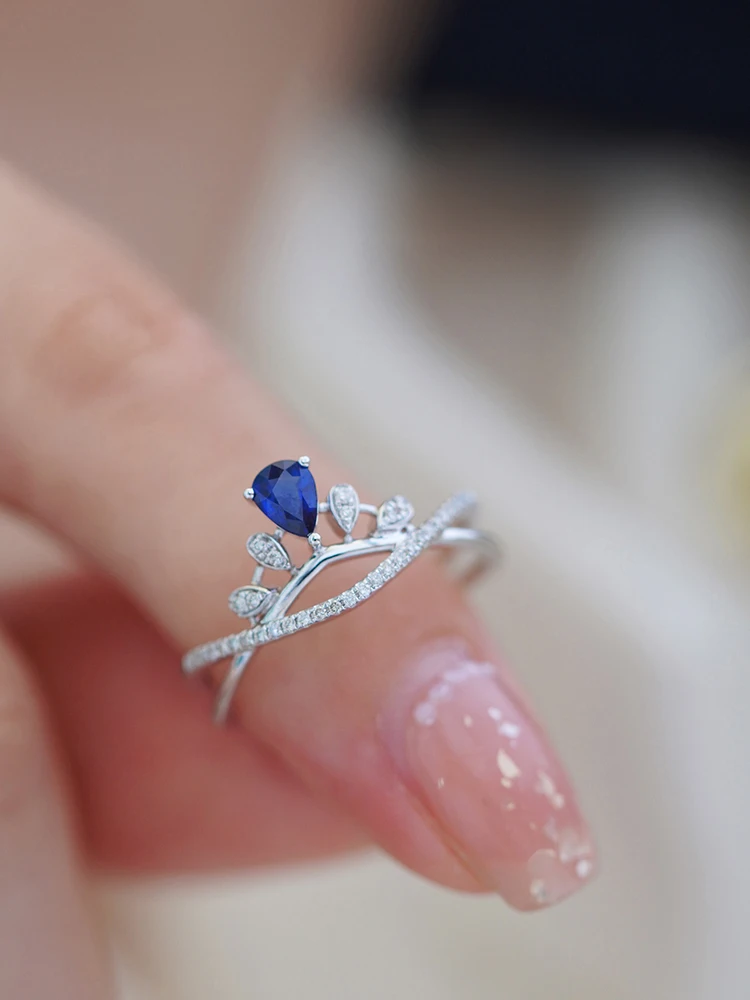 

Женское кольцо из серебра S925 пробы с синим цирконием, с вырезами, в форме короны, великолепное женское ювелирное изделие, повседневная одежда, праздничные подарки