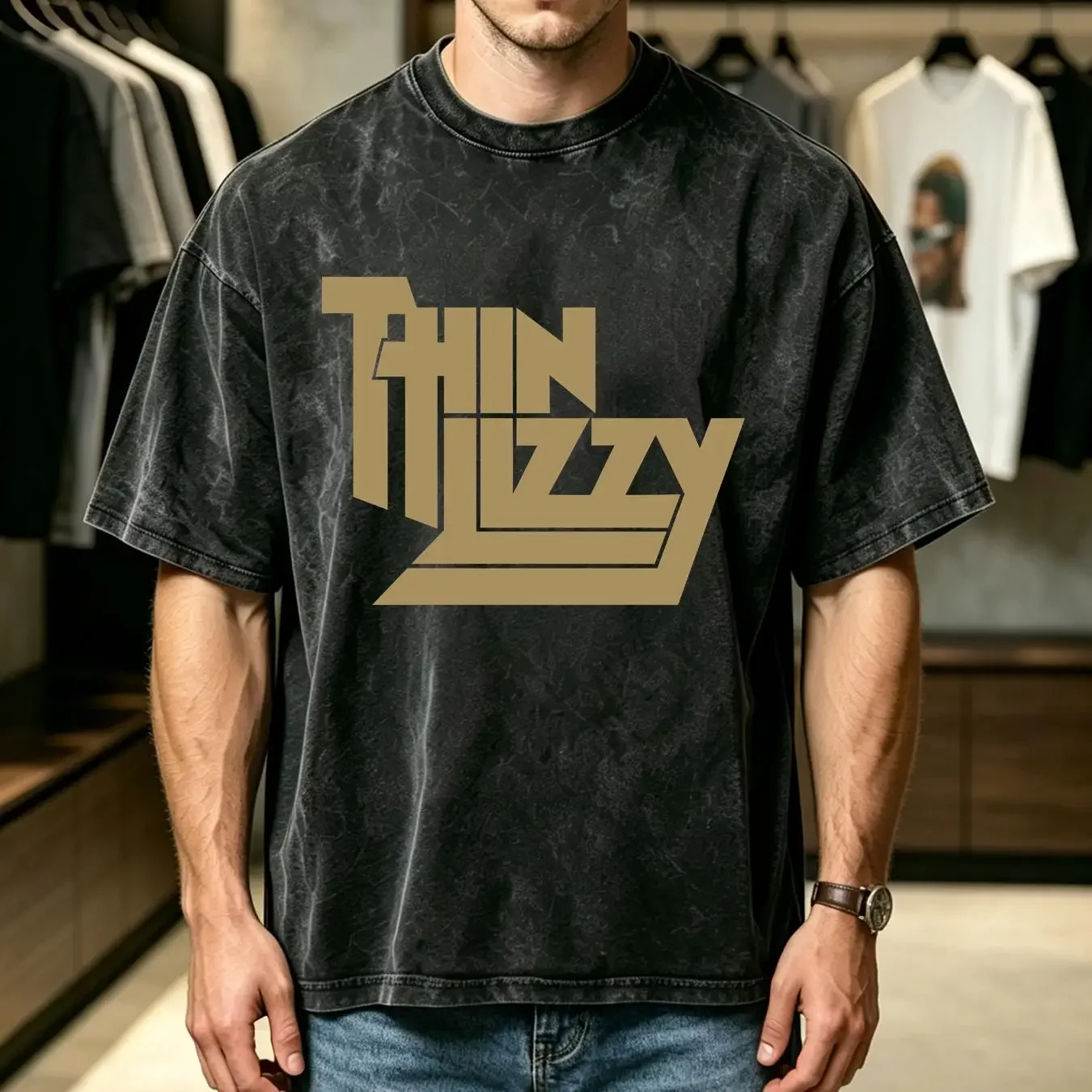 washed T Shirt Thin Lizzy 70's Rock Roll Band Legends Metal Free UK Delivery Top long or short sleeves vintage Washed