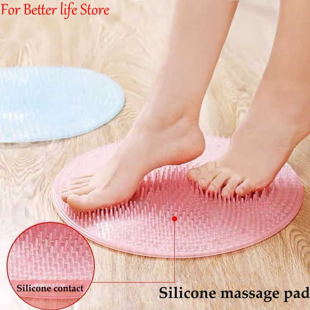 

1Pcs Exfoliating Shower Massage Scraper Back Massage Brush Silicone Foot Scrubber Suction Cup Non-slip Bath Mat Body Cleansing