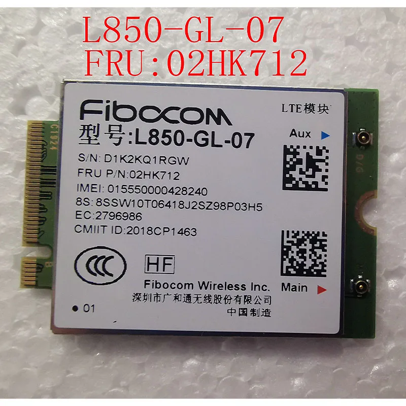 4G LTE Wireless Fibocom L850-GL-07 M.2 Card For Lenovo Thinkpad T490 T490s T14 T14s L14 L15 L590 X390 X13 T495s P53 02HK712