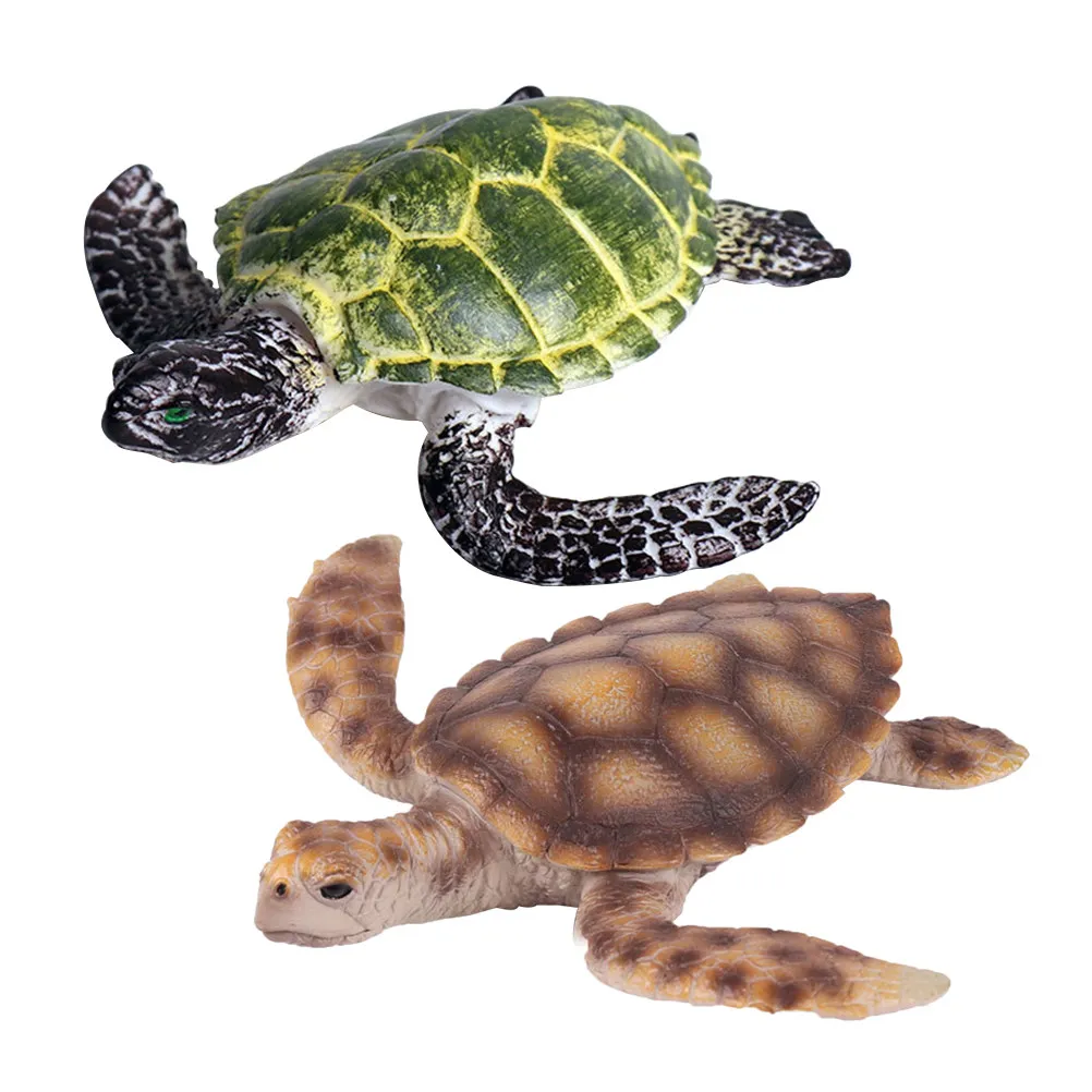 2Pcs Simulation Tortoise Sea Animal Figures Assorted Color Large Small Size Educational Kids Gift Decoration Tortoise Toy