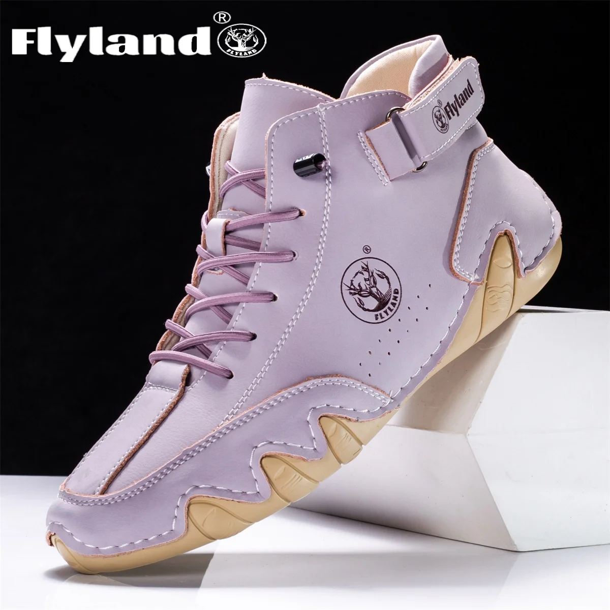 FLYLAND  Women's Fashion Sneakers Outdoor Leisure Ankle Boots Comfortable Driving Work Shoes