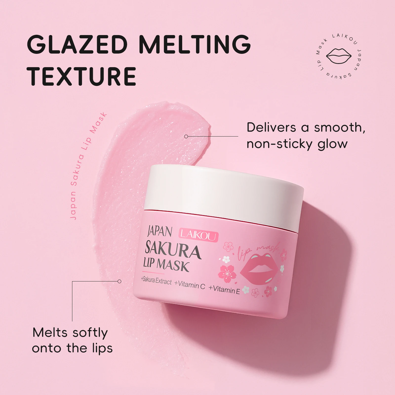 LAIKOU Japan Sakura Lip Mask 15g & Cherry Blossom Hand Cream 30g Skin Care Set Moisturizing Nourishing Repair Dry Cracked Lips