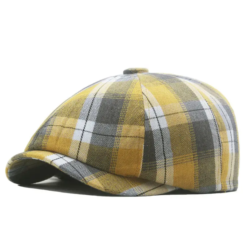 Spring Polyester Stripe Print Newsboy Caps Flat Peaked Cap Men and Women Painter Beret Hats 125