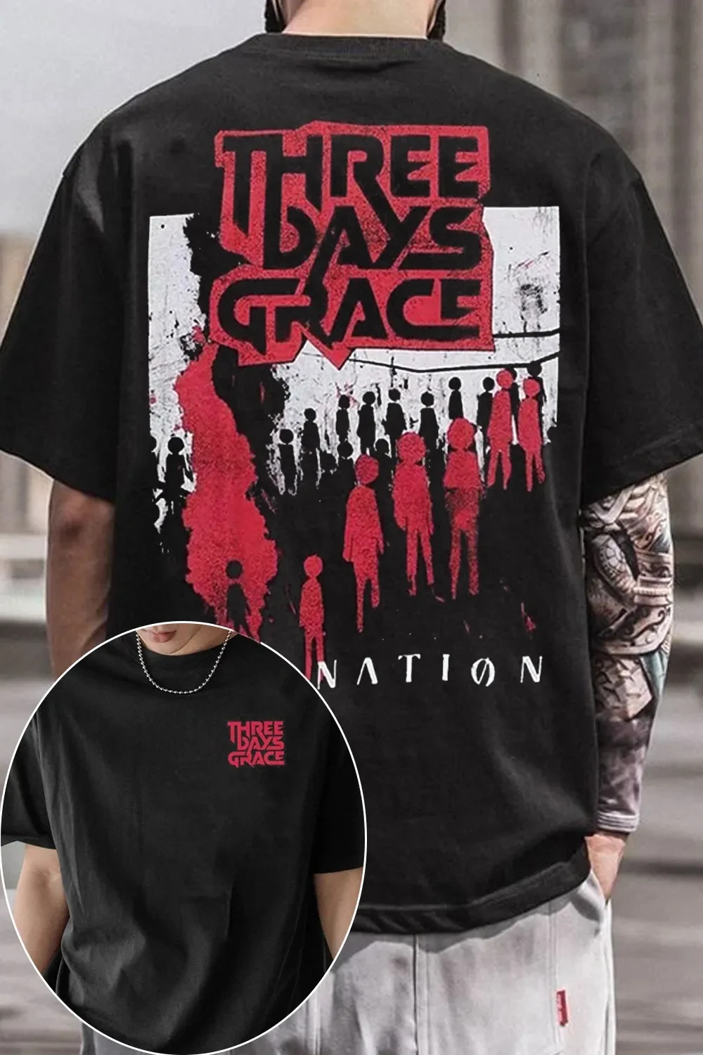 Camiseta Gráfica da Banda Three Days Grace Canadá 2026, Moda Masculina e Feminina, Camiseta de Algodão Casual de Verão com Manga Curta e Gola Redonda