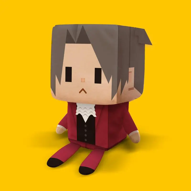 

Anime Ace Attorney Miles Edgeworth Cosplay Cartoon Fluffy Maumet Cotton Puppet Square Doll Bauble Ornament Xmas Gift