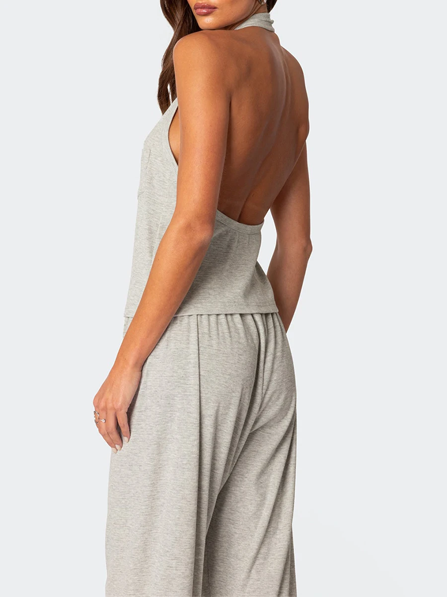 Ensemble pyjama col licou et pantalon en Y pour femme, vêtements de nuit décontractés, grande taille, printemps, été, nouveau, 2024