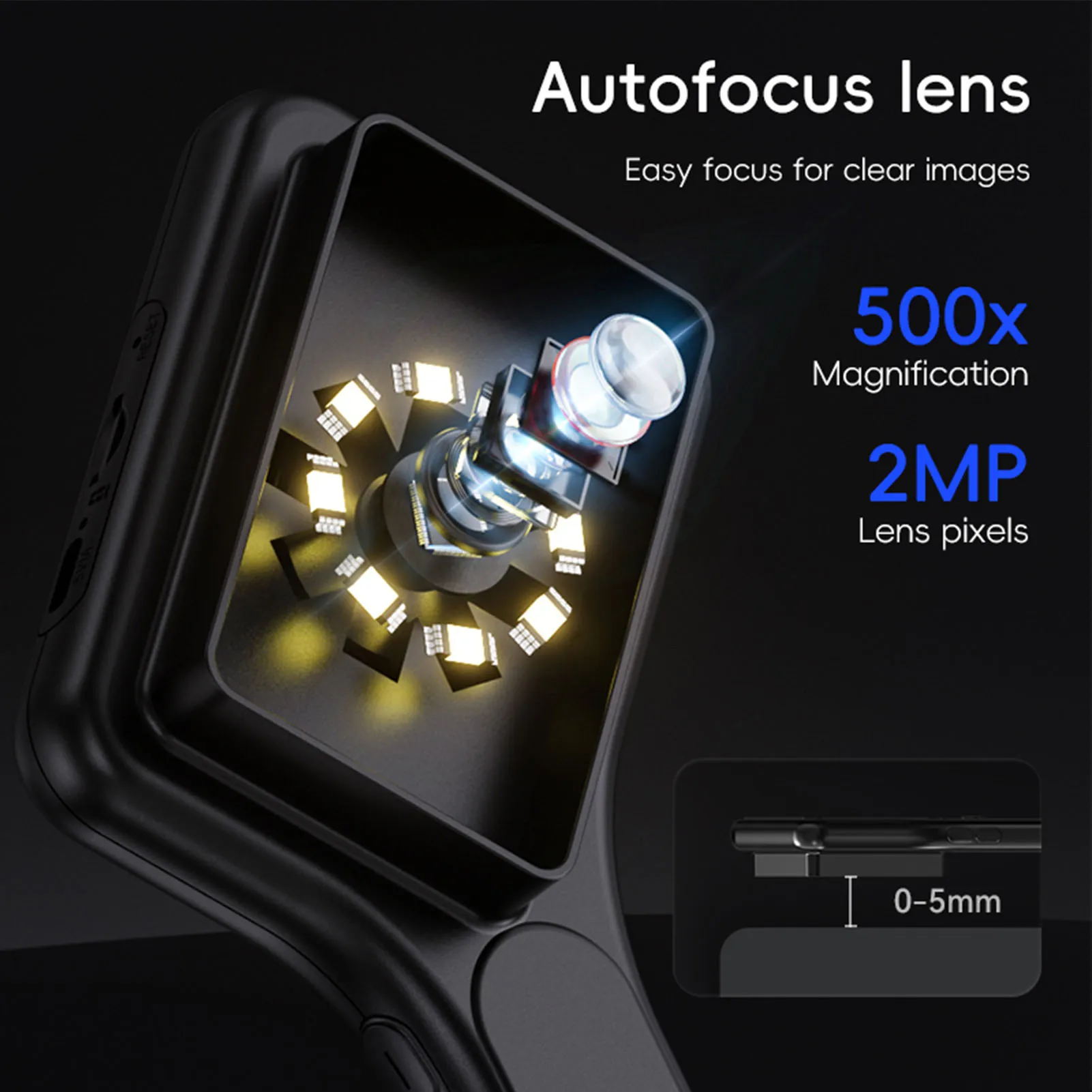 

USB Digital Microscope Handheld Digital Microscope Portable USB 500X with 3.0in Color Screen for Textile Printing Inspection