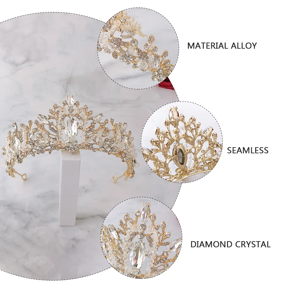 

Crystal Crown Tiara Gold Women Bride Headb Wedding Headdress Hair Accessories Fashion Crystal Headwear Bridal Glittering