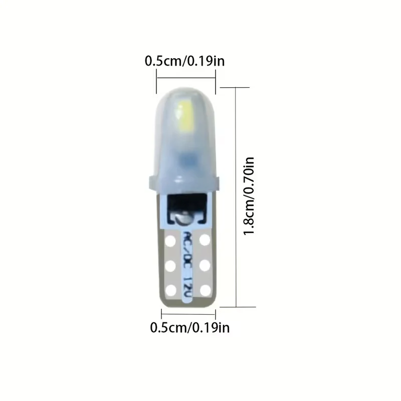 10Pcs T5 Auto Car Dashboard Lights 2 3014 SMD Reading Instrument Panel Lamp No Polarity Led Bulb White 12V DC