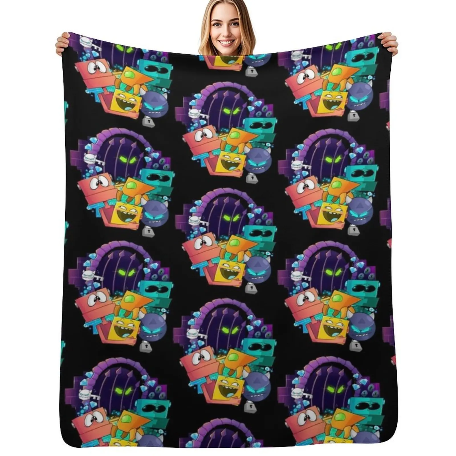 

Geometry Dash Throw Blanket Lightweight Warm Blanket for Travel Camping