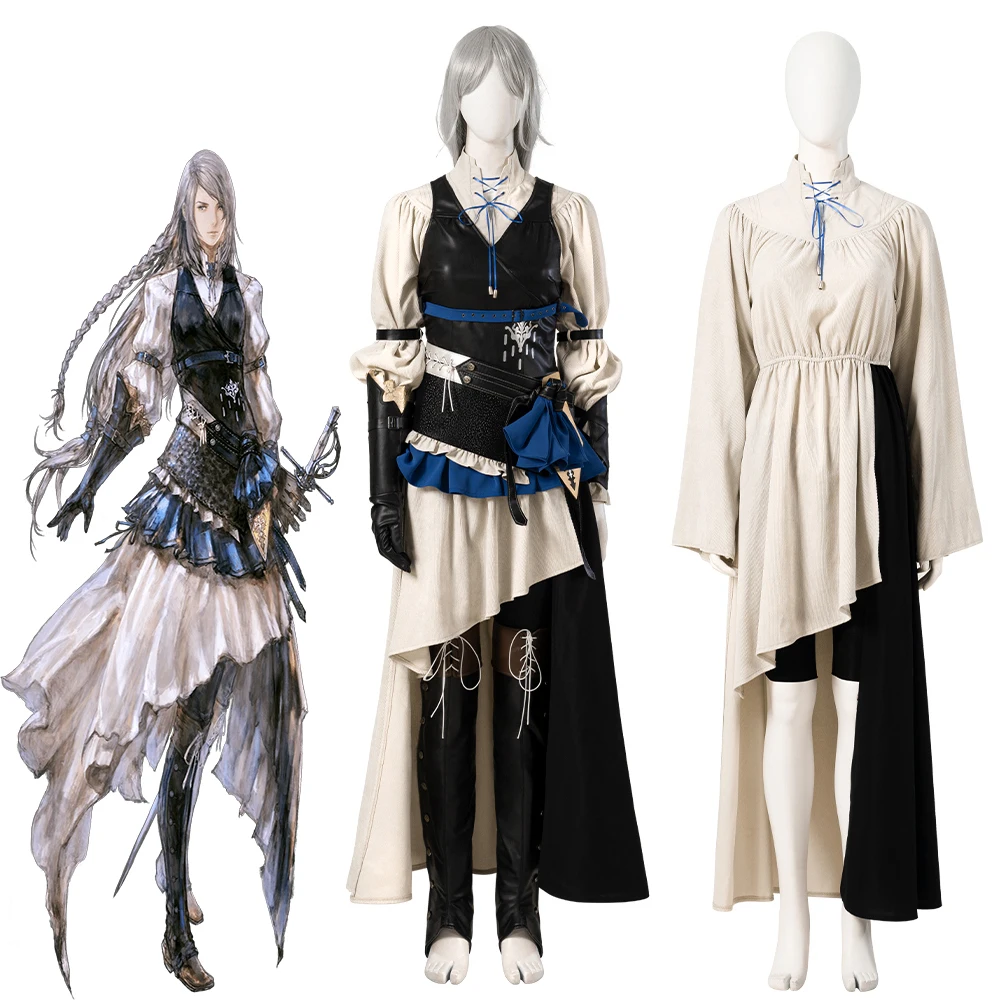 Game FFXVI Jill Warrick Cosplay Uniform Women Irregular Shirt Dress Suits Halloween Party FF16 Performance Full Set