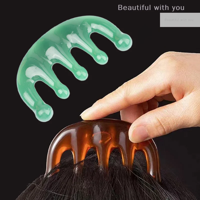 

Five Teeth Meridian Massage Comb Resin Big Teeth Head Acupoint Therapy Artifact Claws Decompression Portable Scalp Comb