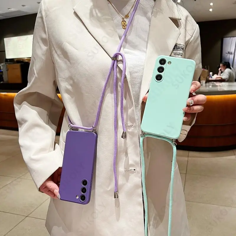Crossbody-Hülle mit Trageband, weiche Schutzhülle für Samsung Galaxy S23 FE S25 S26 S24 Ultra A17 A57 A37 A18 A55 A56 A16 5G, Flüssigsilikonhülle – Detail 2