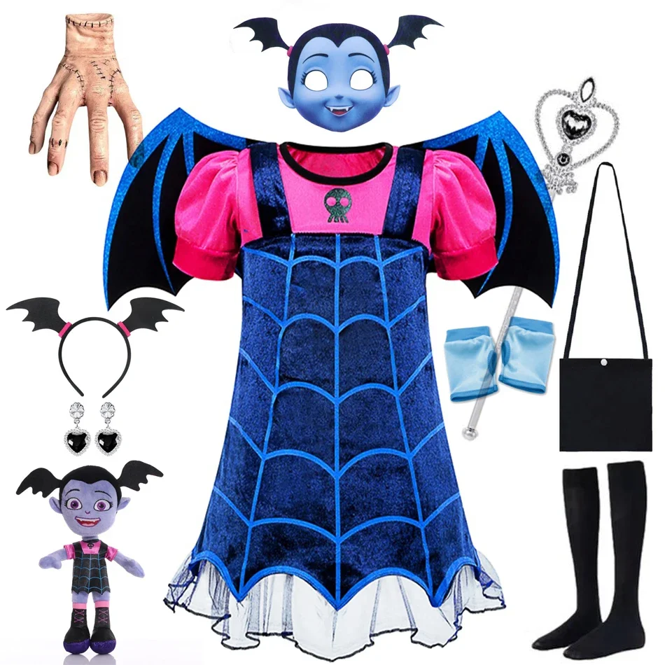 

Vampirina Cosplay Dress Girl Kids Princess Charms Dress Up Christmas Vampire Halloween Costume Children Carnival Party