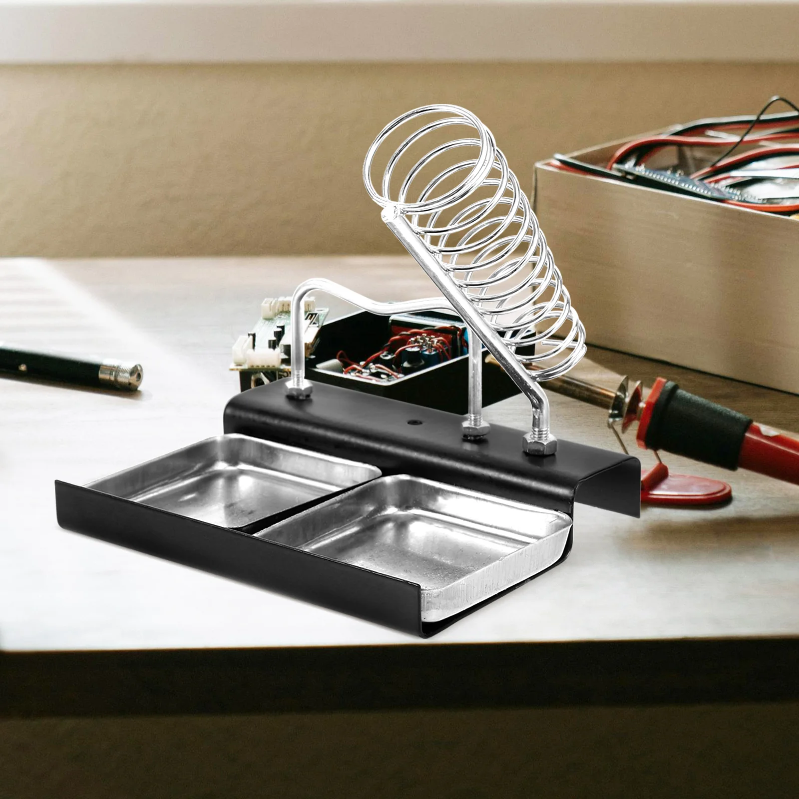 

Double Seat Soldering Iron St Heavy Duty Holder Stable Metal Rectangle Support Cast Iron Rack Multi Purpose