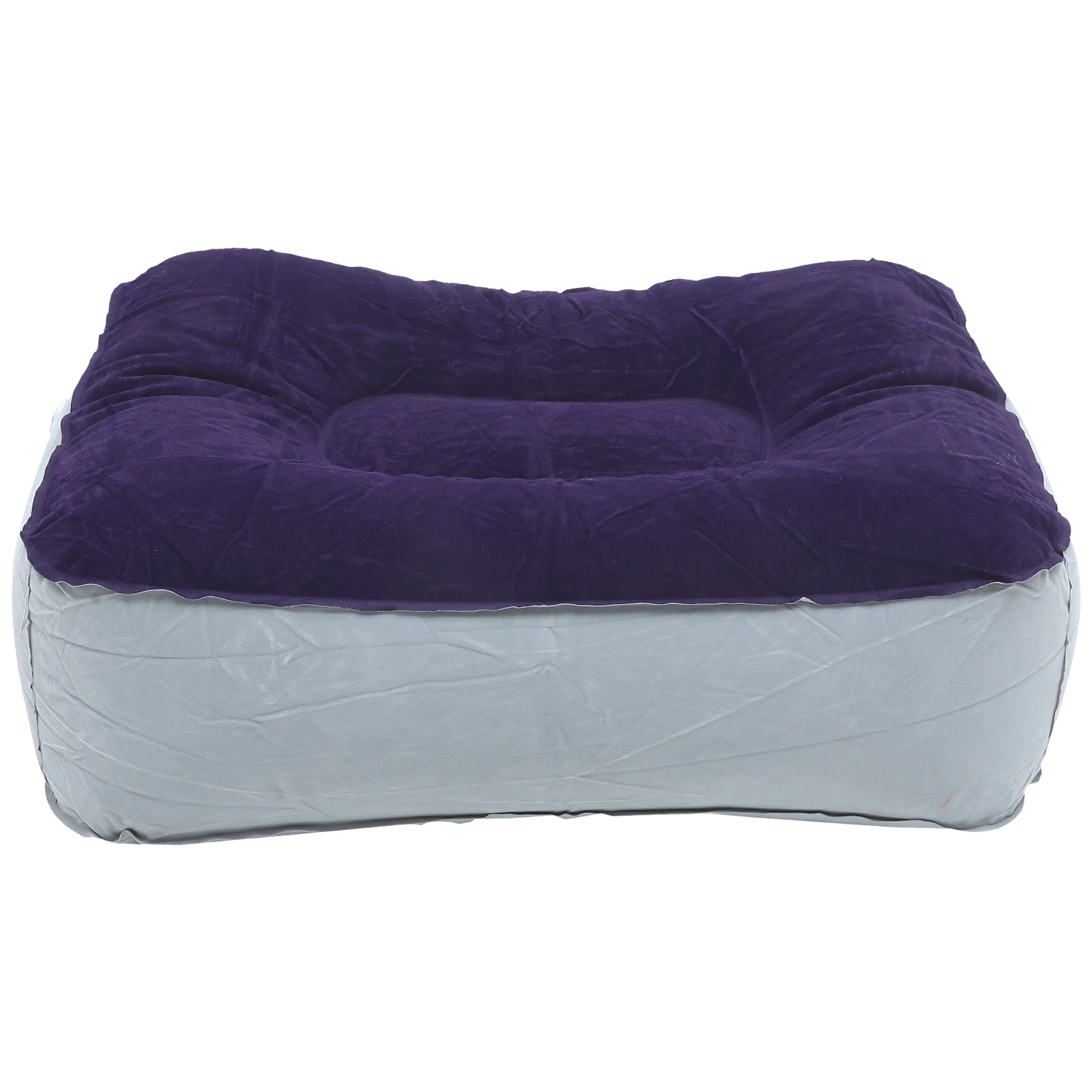 

Inflatable Foot Rest Pillow Flocking Pvc Cushion For Travel Office Home Airplane Train Comfort Support Grey Blue Easy Inflation