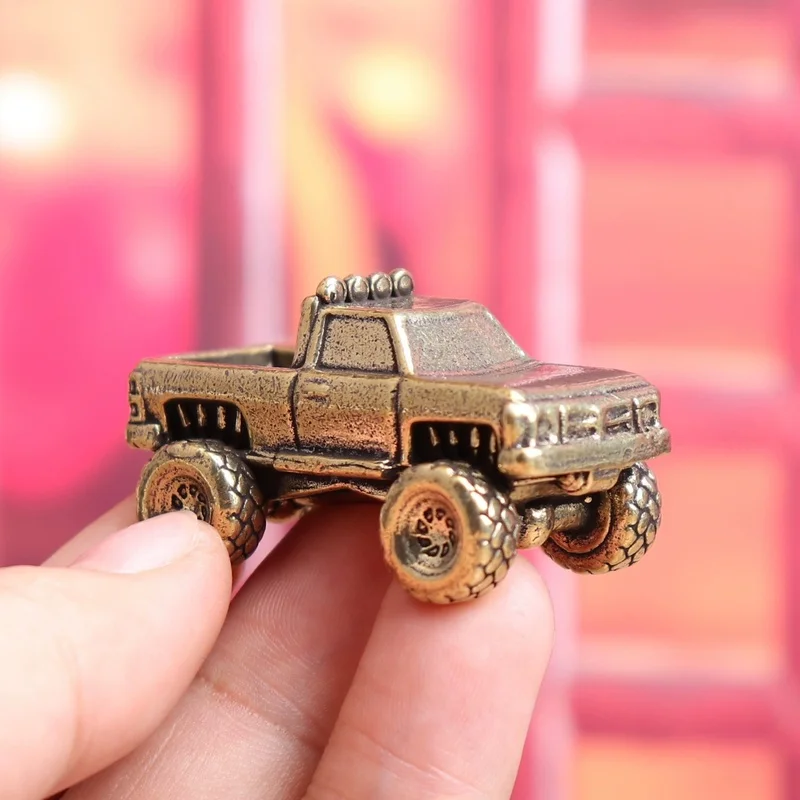 ヴィンテージ銅製ピックアップトラックモデル 手作りレトロカー彫刻 デスクトップ装飾アートクラフト＆コレクティブル