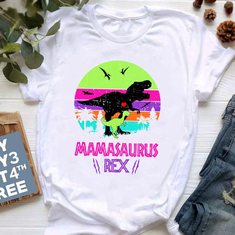 Watercolor Leopard Mamasaurus Graphic Print Children Tshirts Funny Jurassic Dinosaur Cotton T-Shirt Kid Clothes Baby Tee Tops