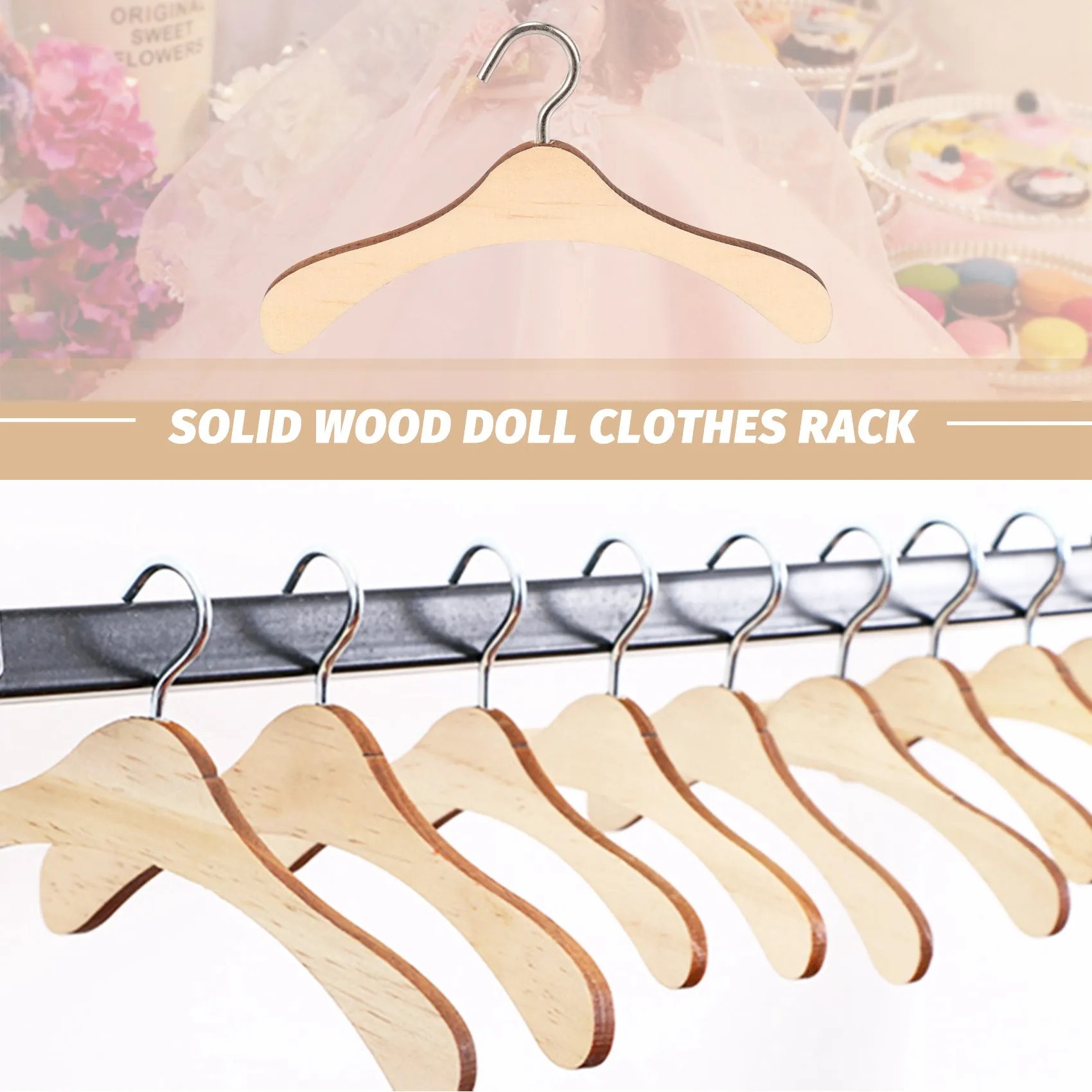 شماعات خشبية للدمى bjd ، 10 من شماعات