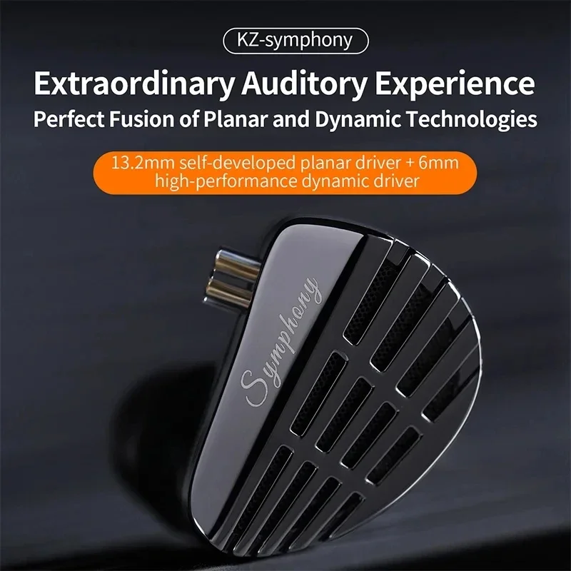 2024 Nuovo KZ Symphony Hybrid Auricolari In-Ear Wired 13.2mm Driver planare autobilanciato Driver dinamico HIFI Cuffie da gioco per DJ