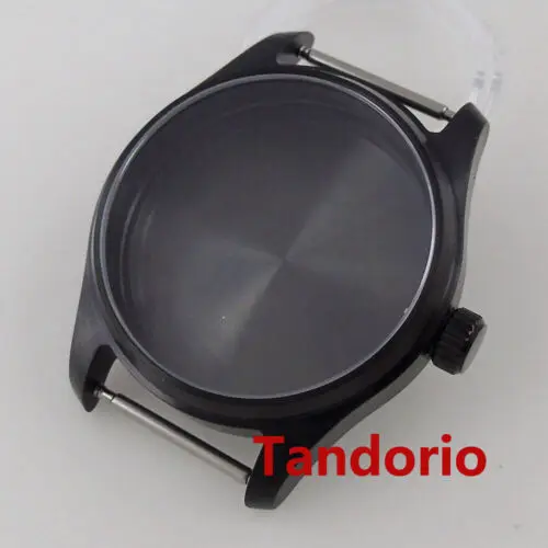 

Tandorio 39mm Black PVD Brushed Diving Watch Case Flat Sapphire Glass 20ATM Waterproof Fit NH35A NH36A ETA2824 PT5000 Solid Back