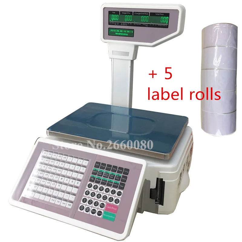 Cash Register Scale with 5 Stickers TM-A 2017 POS Retail Balance Label Printing Scales for Fruit & Vegetable Stores