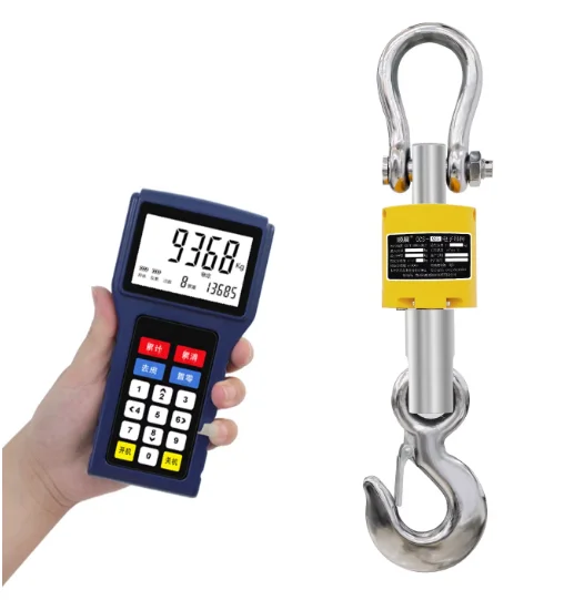 Digital Crane Scale 1T 2T 3T Waterproof Wireless with Hook and Handheld Display, Hanging Scale with Printer for OCS System