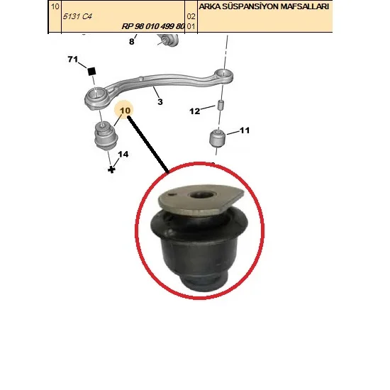 

Rear swing bushing (front) 2010------c6-ds5-C4-9801049980