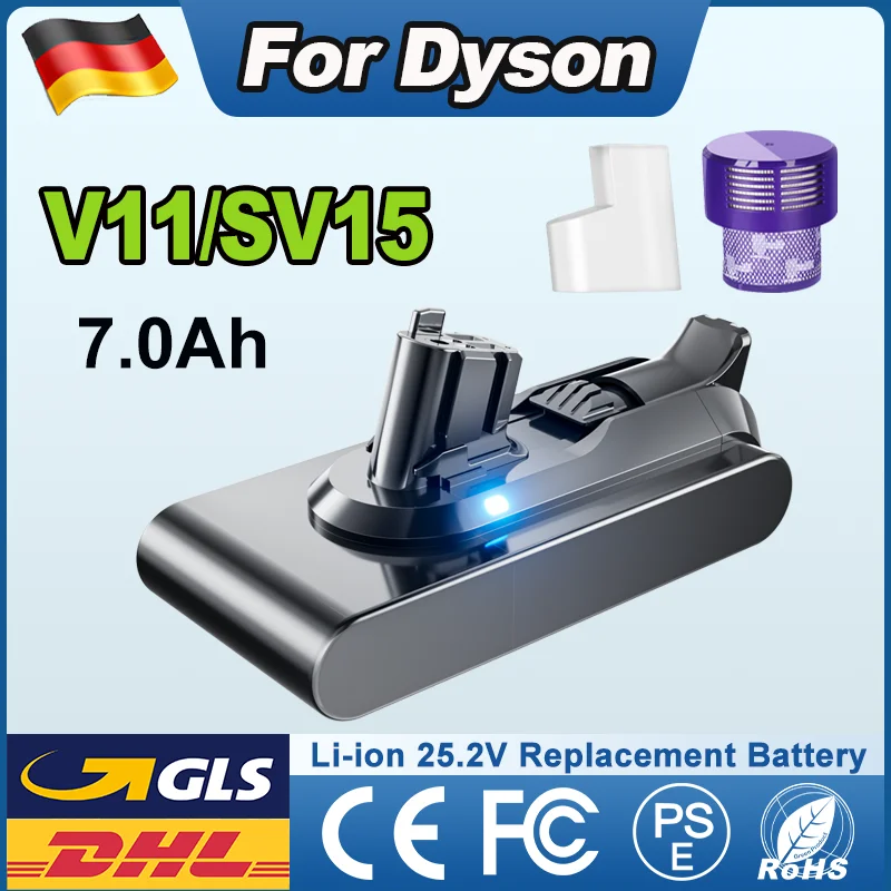 Image of Für Dyson V11 Batterie 25,2 V 7000 mAh Staubsauger Akku Für Dyson V11 Serie Absolute Animal Fluffy SV15 SV16