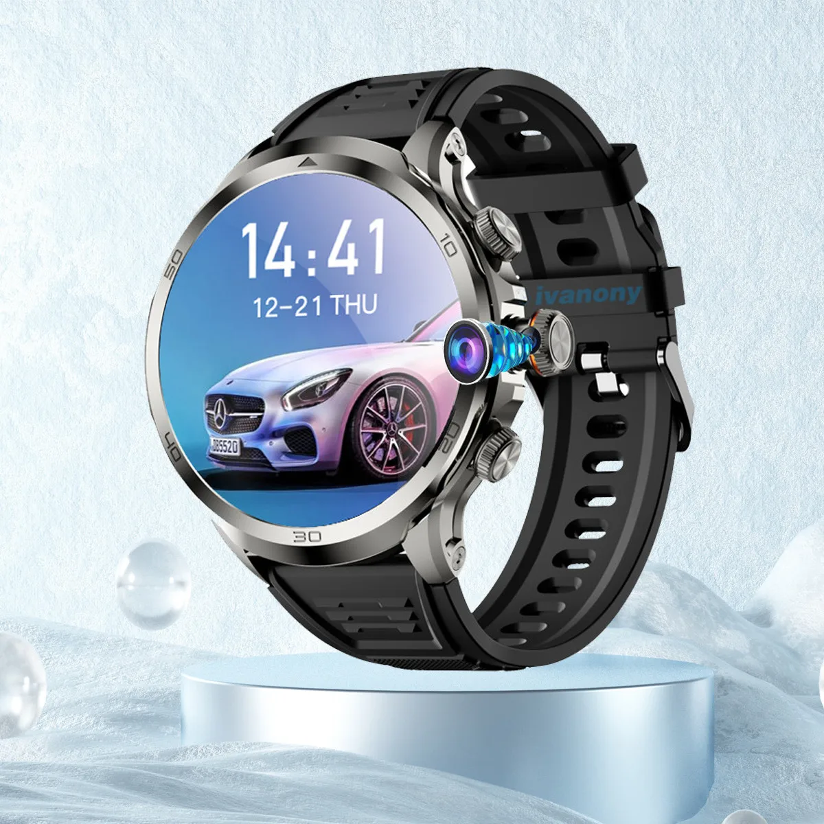 스마트 워치 남성용 4G SIM 카드, Whatsapp GPS 와이파이 회전 카메라, 900W 구글 플레이 스토어 앱 다운로드, 아몰레드 스크린 스마트워치 2024