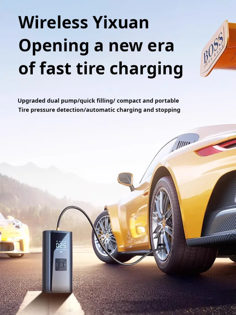 무선 팽창식 타이어 펌프, 타이어 압력 펌프, 풀 메탈 잠금 바디, 추가 강도, 고출력 비상