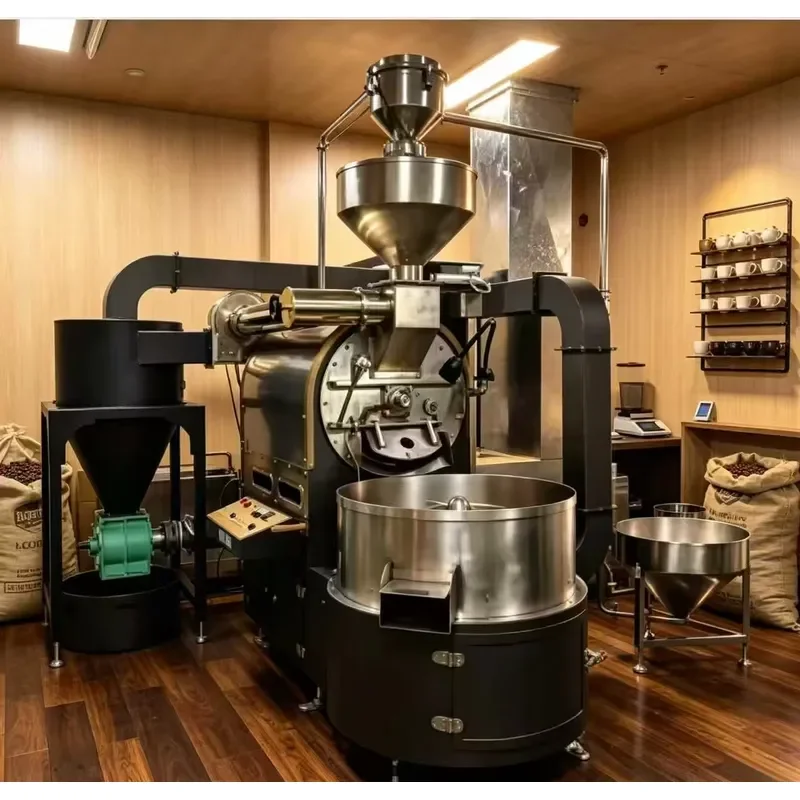 Electric Dual Drive Stainless Steel Smart Control Coffee Roaster 3kW Power Small Size Bean Baking Processing Unit