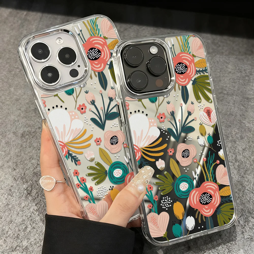 Luxus Make-Up Spiegel Telefon Fall Für iPhone 17 13 11 16 Pro Max 16 15 14 12 Air 16promax 17promax 15promax Blume Funda Abdeckung