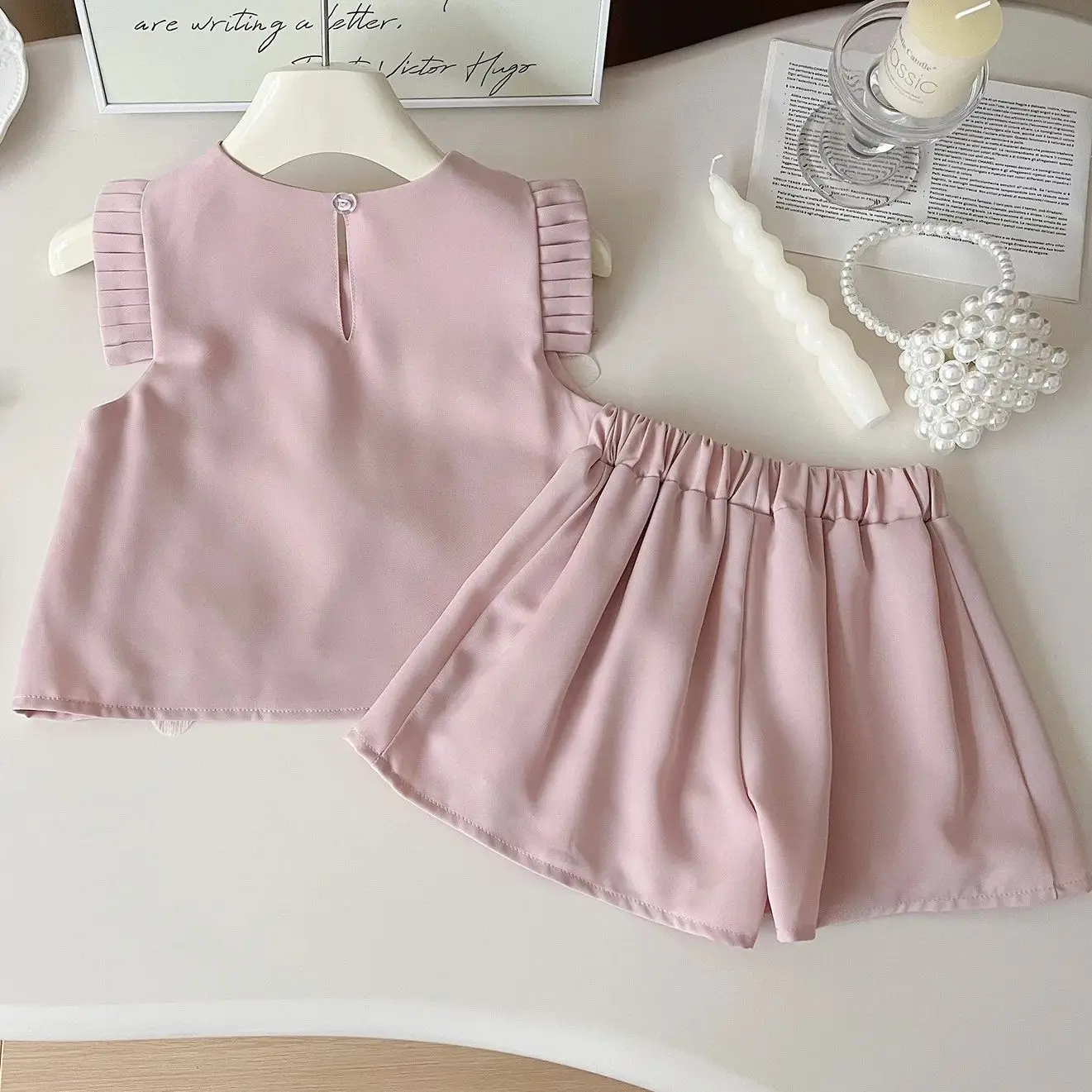 Verão coreano roupas infantis 2025 meninas flor manga curta colete topo + shorts calças conjunto bebê de duas peças roupas casuais conjunto 1-7y