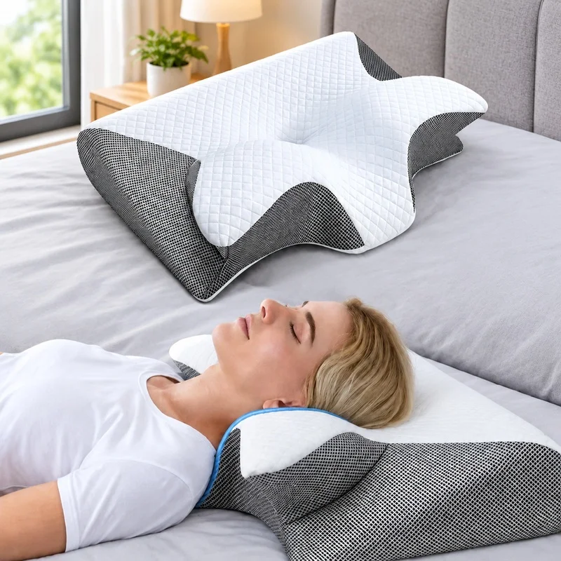 Memory Foam Neck Cushion for Sleep Support, Slow-Rebound Foam for Cervical Comfort and Relaxation