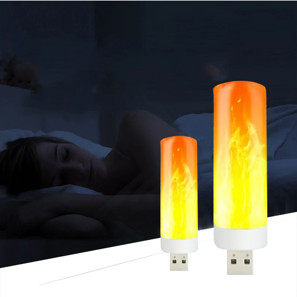 Mini luz nocturna portátil, lámpara USB con efecto de luz de llama, ahorro de energía ultrabrillante