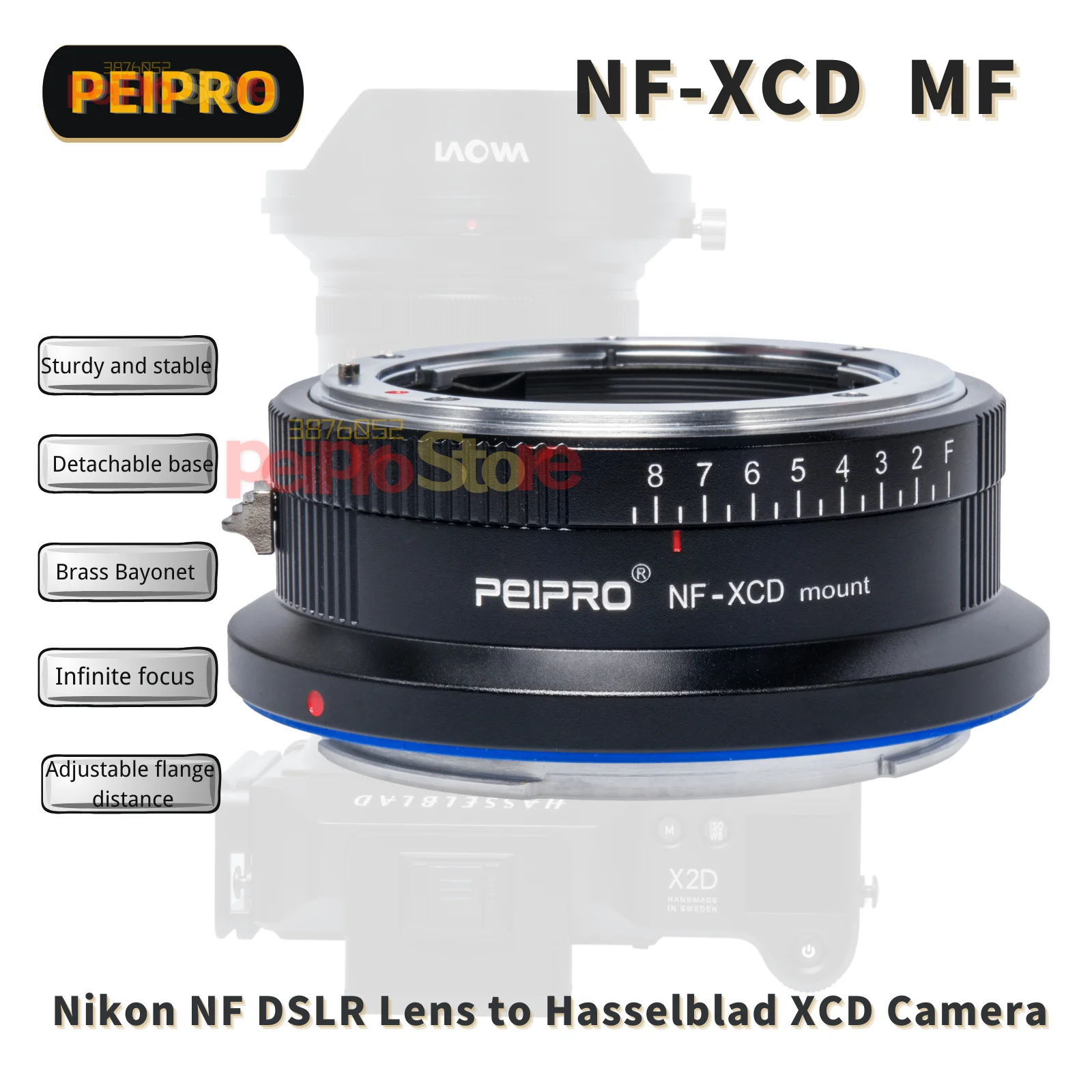 

PEIPRO NF-XCD Lens Adapter Converter for Nikon Lens to HASSELBLAD X2D/X1D/X1D Ⅱ/907 mount Cameras