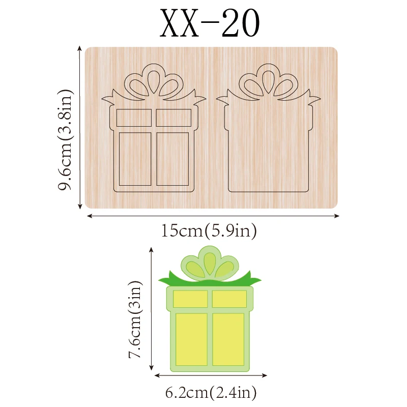 1 piece 2.5-inch gift box shaker scrapbook wooden cutting mold for Christmas, suitable for most machines