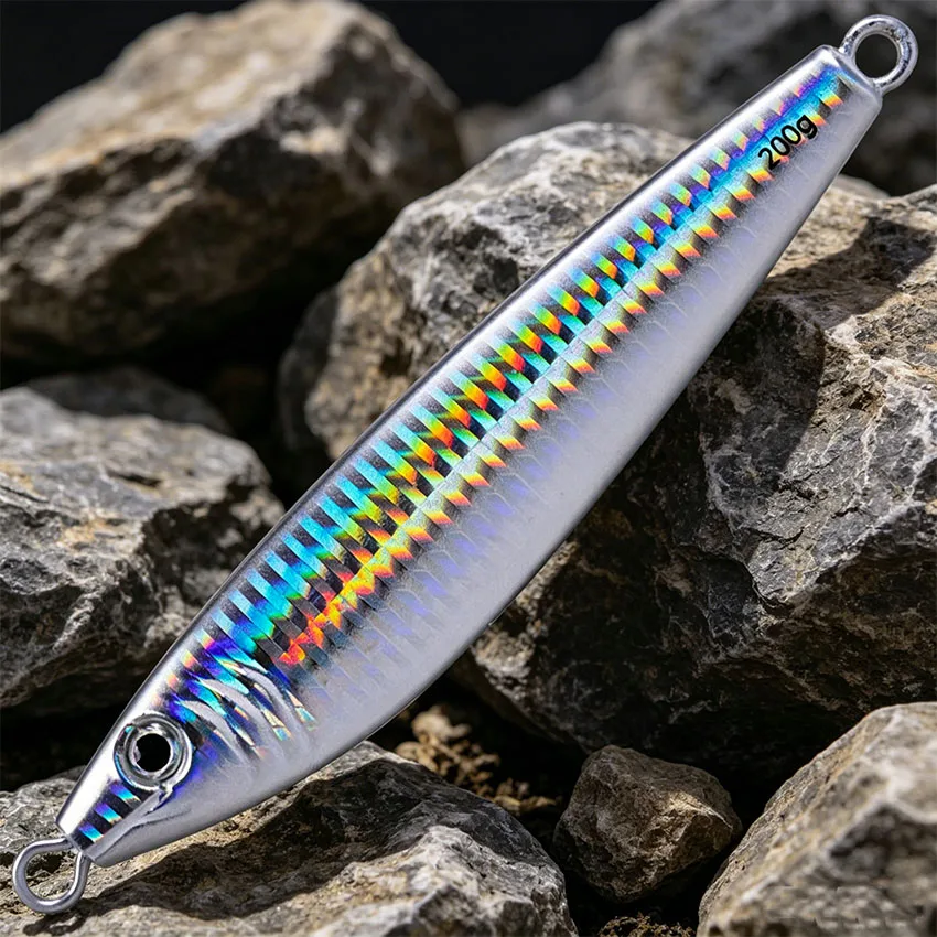 1 Stück Hartmetall S-förmiger Angelköder 60g-250g Sinkender Angelköder Leuchtender Schnellfall-Jigging-Köder Tiefsee-Jig-Angelköder – Detail 12