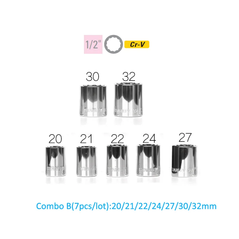 Stanley 12 punkt metric ratsche steckschlüssel 1/2 stick 8mm 9mm 10mm 11mm 12mm - 30mm 32mm 34mm 36mm drehmoment spline buchse werkzeuge