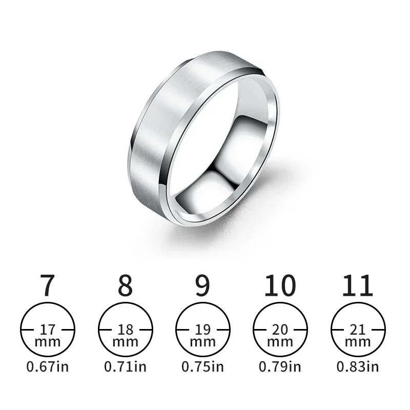 Classic 8mm Mens Ring Surface Brushed Stainless Steel Simple Ring for Women Wedding Band Couples Jewelry Accessories