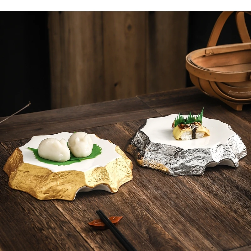 Ceramic Dinner Plate Sashimi Sushi Dish Bread Snack Dessert Tray Restaurant Irregular Shape Tableware Vegetable Steak