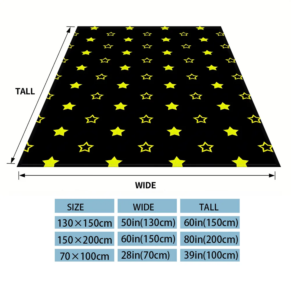 Neon Stars Printed Blanket Suitable For Sofa Beds, Offices, Travel Camping Chairs, Warm Woolen Blankets