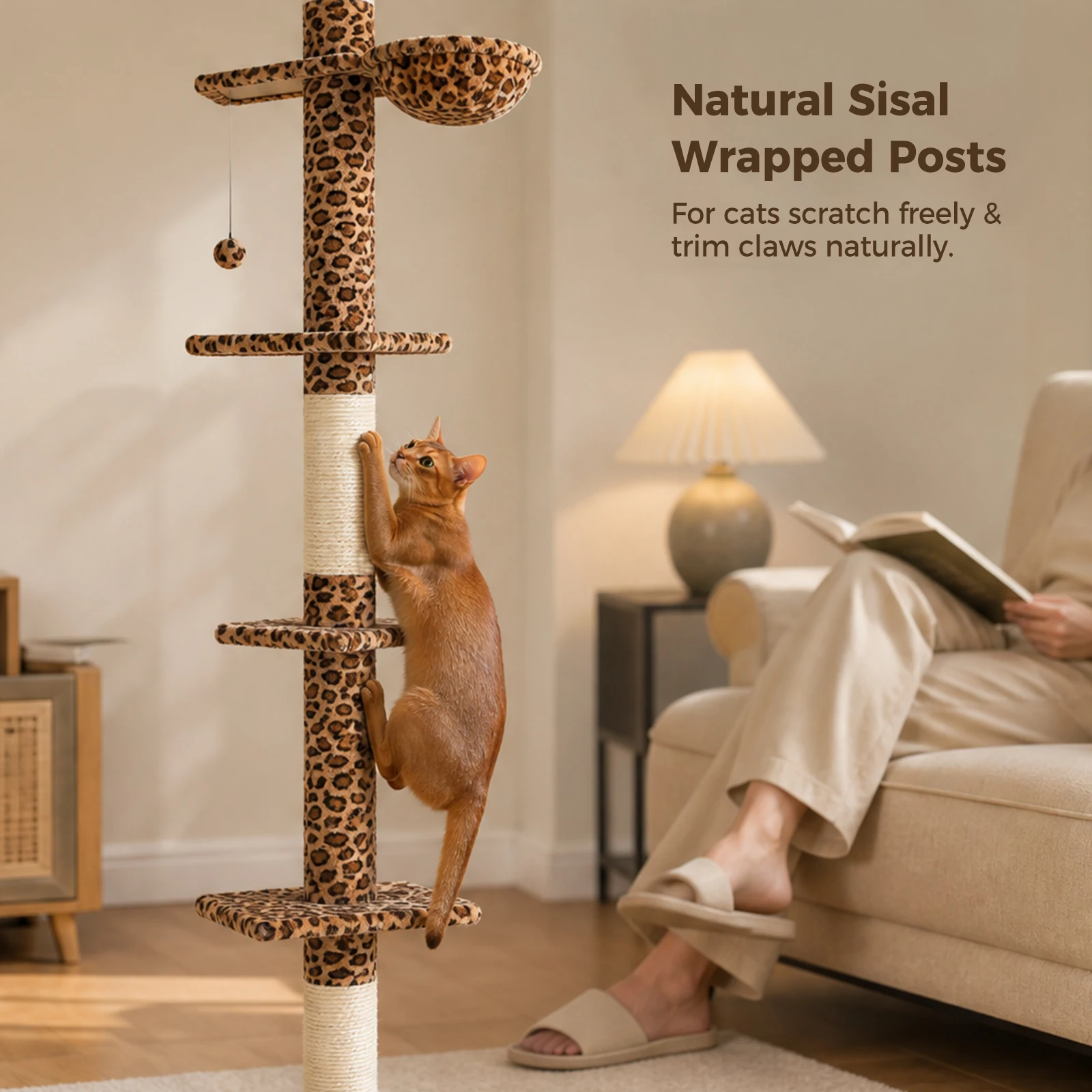 Árbol para Gatos de Piso a Tec - Cat Scratching Post Sisal Tree Tower reseña y precio